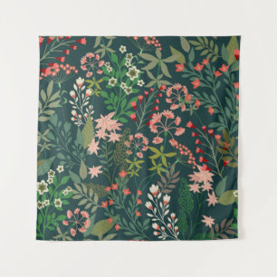 Tapete De Parede Padrão Botânico Floral Escuro Sem Vista