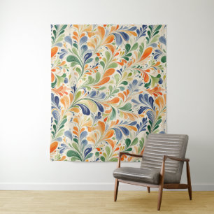 Tapete De Parede Padrão Colorido De Folha De Paisley Inspirado Na V