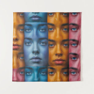 Tapete De Parede Padrão Colorido Faces