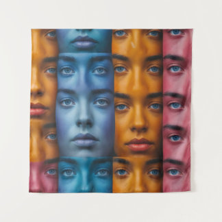 Tapete De Parede Padrão Colorido Faces