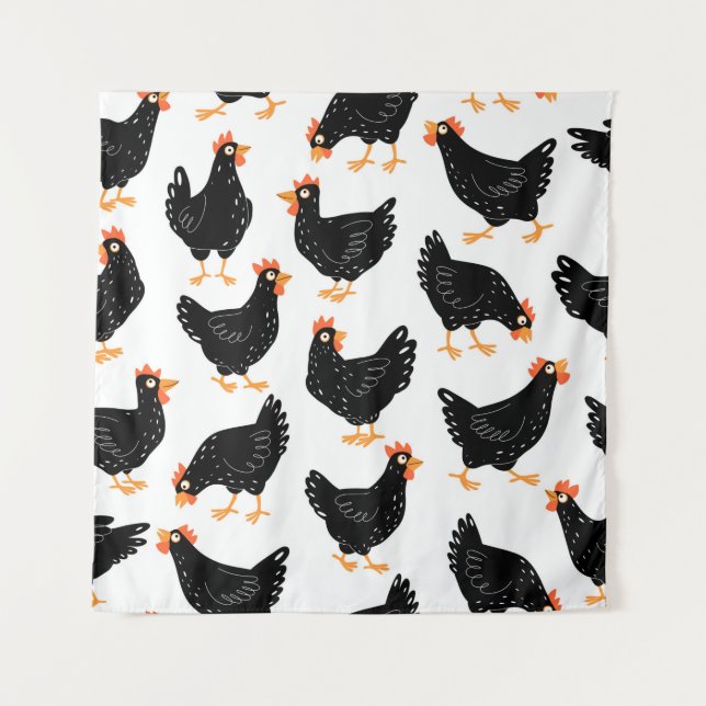 Tapete De Parede Padrão contínuo com frango (Frente)