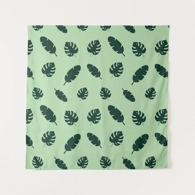 Tapete De Parede Padrão contínuo de folhas de Monstera e palmeiras  (Frente)