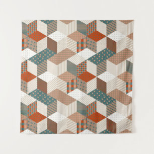 Tapete De Parede Padrão contínuo de patchwork com estrelas. bac vin