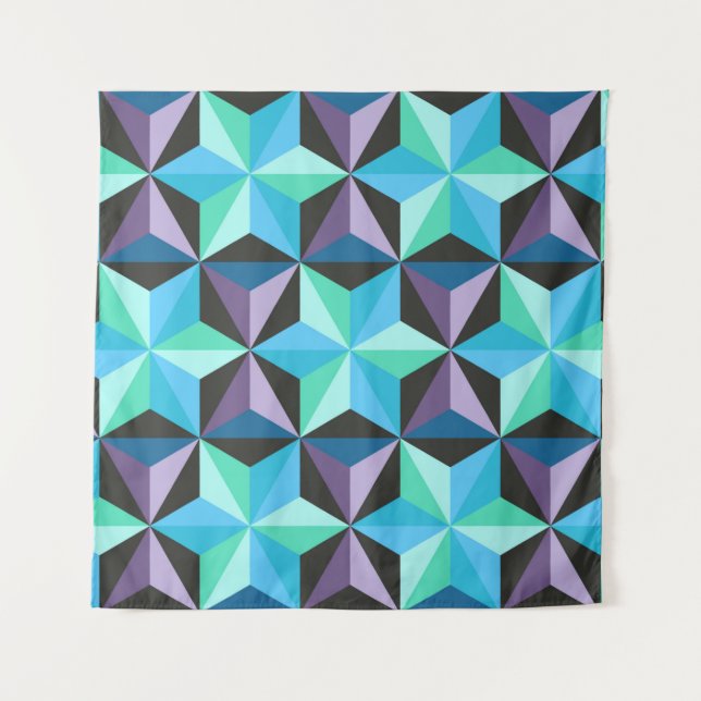 Tapete De Parede Padrão contínuo de patchwork com estrelas. Ge abst (Frente)