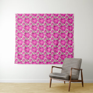 Tapete De Parede Padrão contínuo floral rosa quente