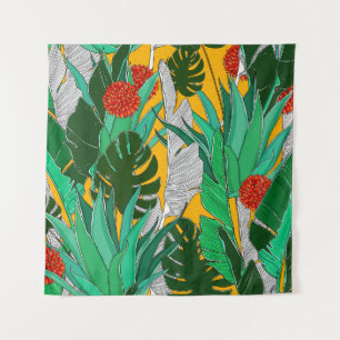 Tapete De Parede Padrão da selva de verão com cores brilhantes. S