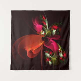 Tapete De Parede Padrão de Abstrato de Arte Vermelha Verde Floral M