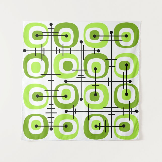 Tapete De Parede Padrão de Abstrato do MCM do meio século Chartreus (Frente)