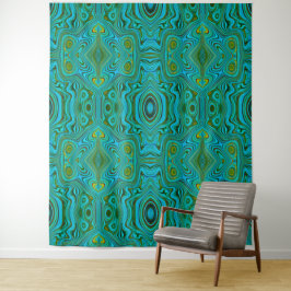 Tapete De Parede Padrão de Abstrato do Trippy Retro Turquoise Chart