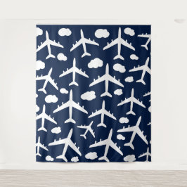 Tapete De Parede Padrão de aeronaves voadoras azuis