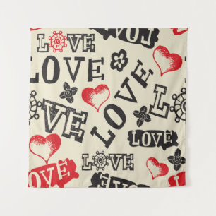 Tapete De Parede padrão de amor desenhado à mão