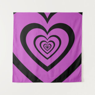Tapete De Parede Padrão de Amor do Coração Hipnótico Roxo Negro