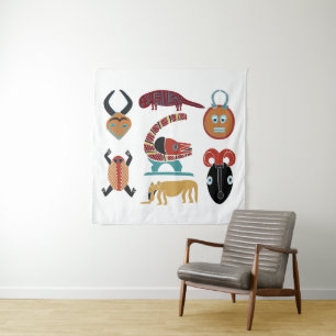 Tapete De Parede padrão de animais tribais africanos poster