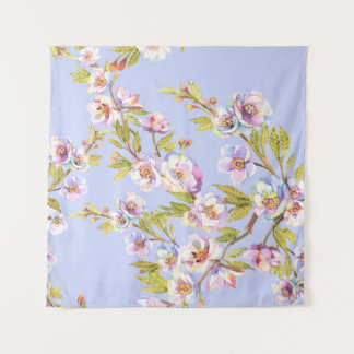 Tapete De Parede Padrão de Aquarela de Maçã Cerejeira em Flor