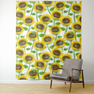 Tapete De Parede Padrão de aquarela de Sunflower
