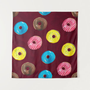 Tapete De Parede Padrão de aquarelas sem costura com rosquinhas em