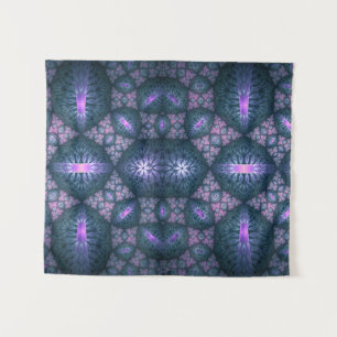 Tapete De Parede Padrão de Arte Fractal 3D Turquesa Roxo Rosa