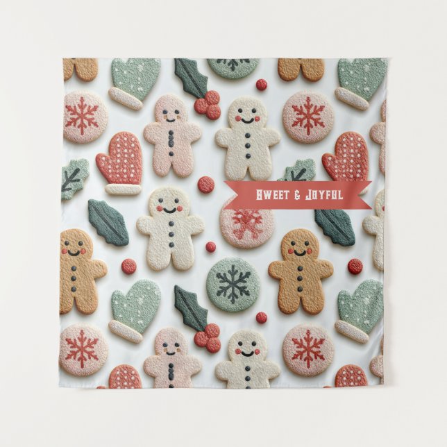 Tapete De Parede Padrão de Biscoito de Natal Fofo (Frente)