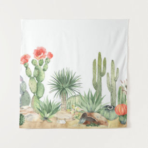 Tapete De Parede Padrão de Borda de Aquarela Cactos Bloqueando