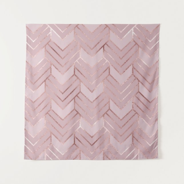 Tapete De Parede Padrão de brilho em Corações de Ouro Rosado. (Frente)