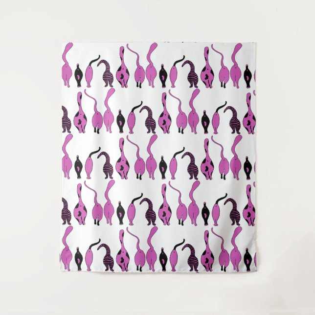 Tapete De Parede Padrão de Bumbuns de Gato Roxo (Frente)