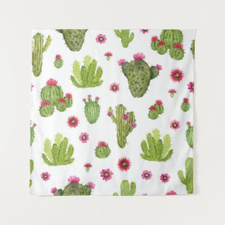 Tapete De Parede Padrão de Cacto Verde Pintado à Mão