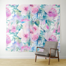 Padrão de colagem de flores rosa e azul