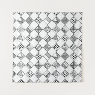 Tapete De Parede Padrão de colheita sem costura. Geometri preto e b