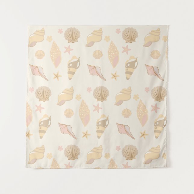 Tapete De Parede Padrão de conchas bege (Frente)