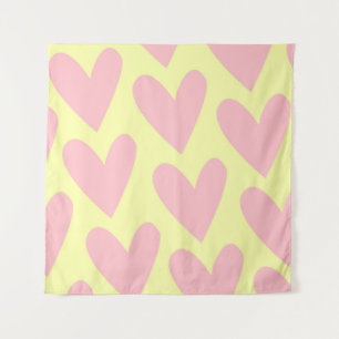 Tapete De Parede Padrão de Coração Simples, Cor-de-Rosa Amarelo, Y2