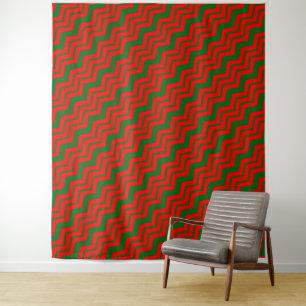 Tapete De Parede Padrão de desenho Chevron em vermelho e verde