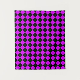 Tapete De Parede Padrão de Diamante do Verificador Preto Roxo