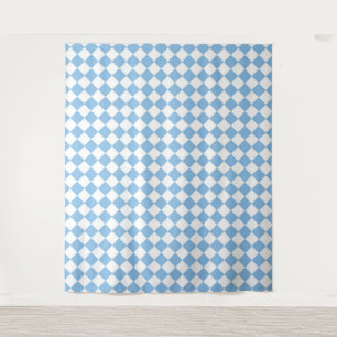 Tapete De Parede Padrão de Diamante Xadrez Branco Azul