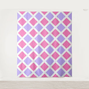 Tapete De Parede Padrão de Diamante Xadrez Rosa Roxo
