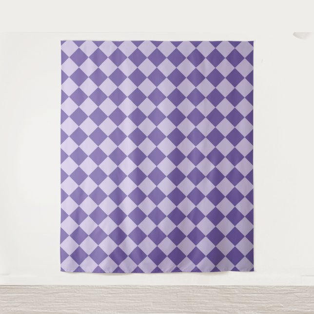 Tapete De Parede Padrão de Diamante Xadrez Roxo (Frente)