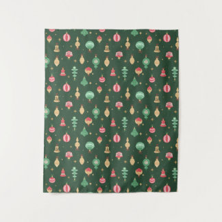 Tapete De Parede Padrão de Enfeites de natal do estilo Vintage - Ve