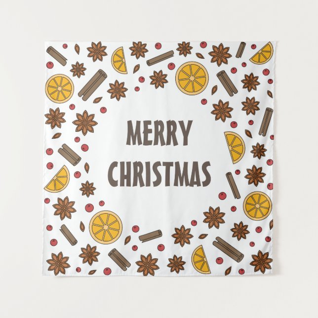 Tapete De Parede Padrão de especiarias de Natal feliz (Frente)