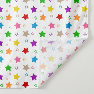 Tapete De Parede Padrão de Estrelas Coloridas Design Branco