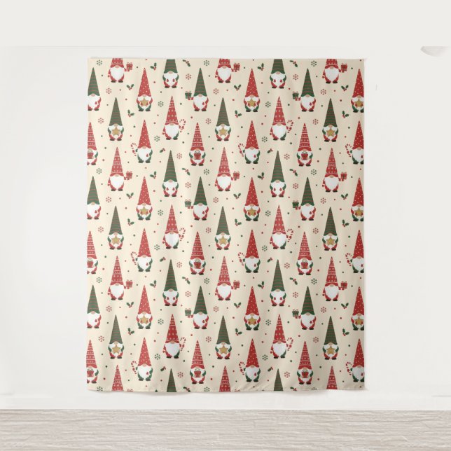 Tapete De Parede Padrão de festa de Gnome de Natal (Frente)
