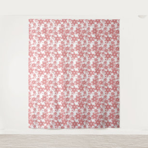 Tapete De Parede Padrão de Floco de Neve Vermelho e Branco Invisí