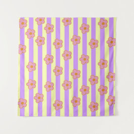 Tapete De Parede Padrão de Flor de Estirpe Roxo Retroativo