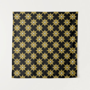 Tapete De Parede Padrão de flor de estrela de safena. Dourado e bla
