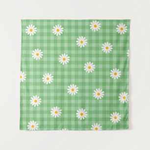 Tapete De Parede Padrão de Flor de Verificação Gingham da Xadrez de