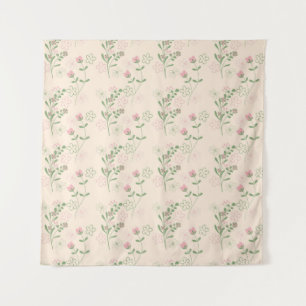 Tapete De Parede Padrão de Flor Verde Rosa Y2K 70s Rosa Verde