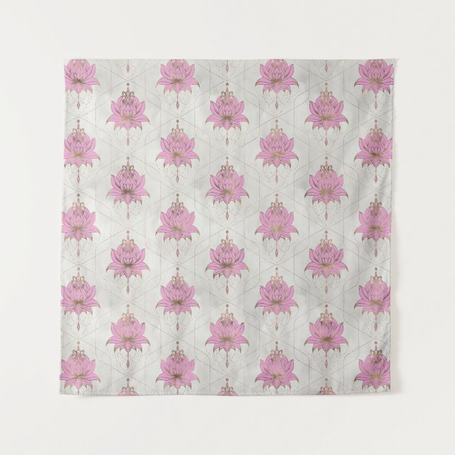 Tapete De Parede Padrão de flores de lótus - pastos (Frente)