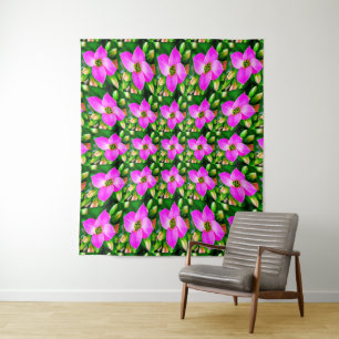 Tapete De Parede Padrão de Flores Tropicais Rosa