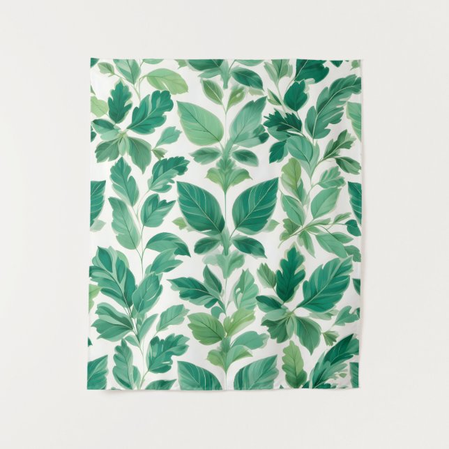Tapete De Parede Padrão de Folhagem Verde Lush (Frente)