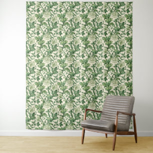 Tapete De Parede Padrão de folhas de acanto verde escuro ornamentad