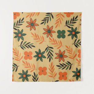 Tapete De Parede Padrão de Folhas Florais de Flores da Vintage 70s