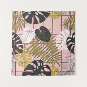 Tapete De Parede Padrão de folhas tropicais de verão